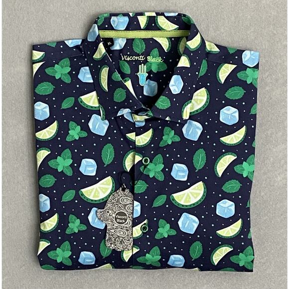 Visconti Black Men's Small Casual Button Up Shirt Short Sleeve Stretch NEW - Picture 1 of 13